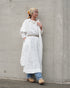 Linen Gather Dress / White・Black