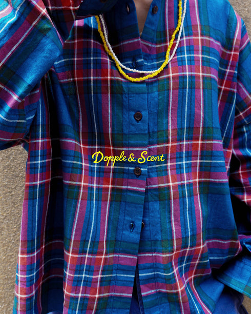 INDIGO Tartan Over Shirt / Red・Blue