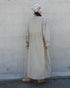 Linen Gather Dress / Khakibeige・Frenchblue