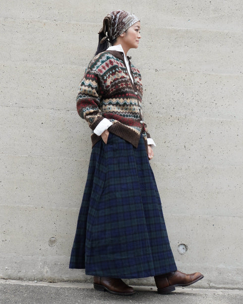 Nel Check Gathered Skirt / Black Watch・Red Check