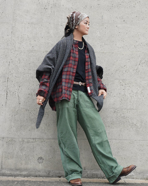 Wool Check Square Stole / Gingham Check・Small Check