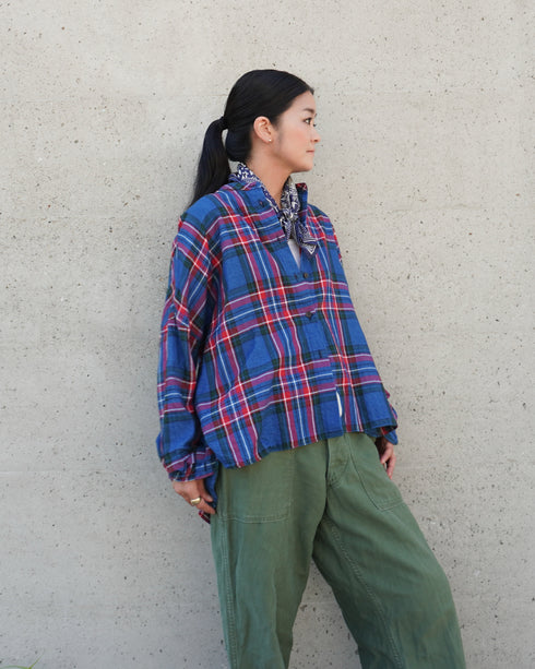 INDIGO Tartan Over Shirt / Red・Blue
