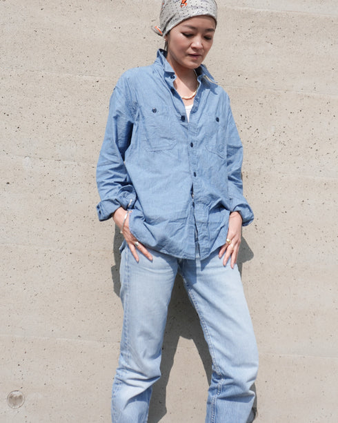 INDIGO Chambray Work Shirt / Blue・Navy
