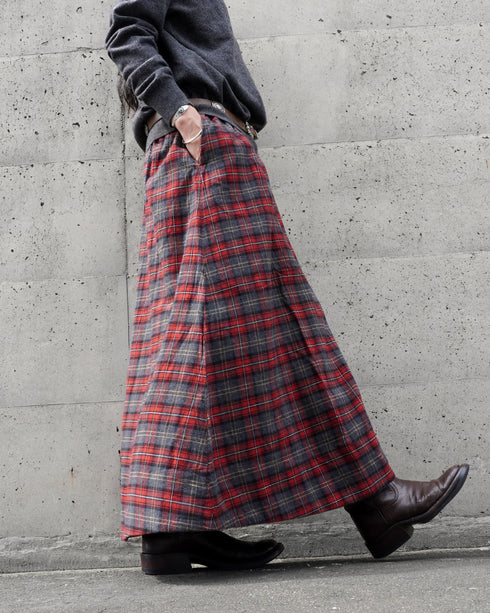 Nel Check Gathered Skirt / Black Watch・Red Check