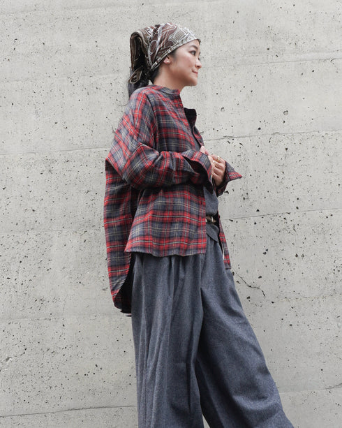 Nel Check Over Shirt / Black Watch・Red Check