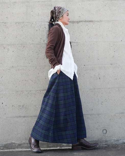 Nel Check Gathered Skirt / Black Watch・Red Check