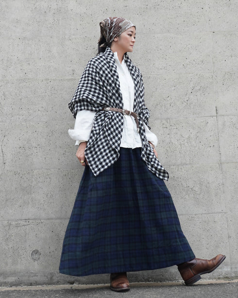 Nel Check Gathered Skirt / Black Watch・Red Check