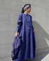 Linen Gather Dress / Khakibeige・Frenchblue