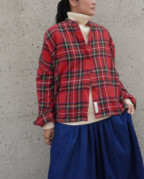 INDIGO Tartan Over Shirt / Red・Blue