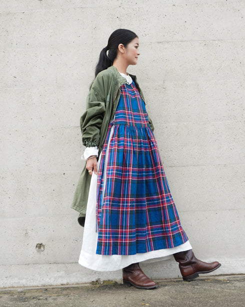 〈再入荷〉INDIGO Tartan Apron Dress / Red・Blue