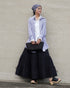 Tuck Tiered Skirt / White・Black