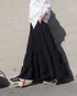 Tuck Tiered Skirt / White・Black