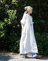 Linen Gather Dress / White・Black