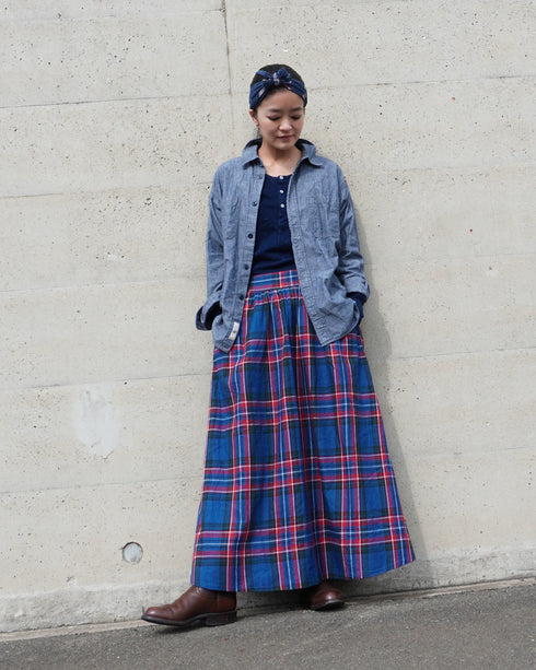 INDIGO Tartan Gathered Skirt