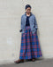 INDIGO Tartan Gathered Skirt / Red・Blue