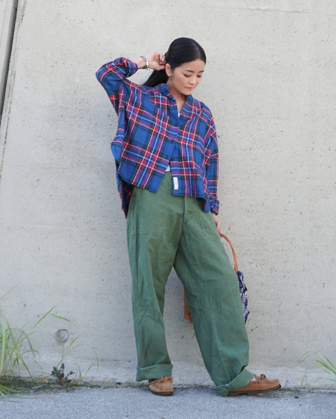 INDIGO Tartan Over Shirt / Red・Blue