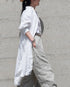 Linen Tuck Shirt Dress / White・Black