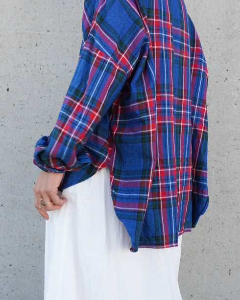 INDIGO Tartan Over Shirt / Red・Blue