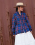 〈予約〉INDIGO Tartan Frill Tuck Blouse / Red・Blue
