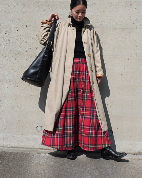 INDIGO Tartan Gathered Skirt