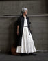 Linen Tuck Shirt Dress / White・Black