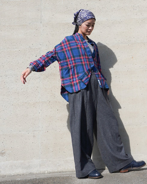 INDIGO Tartan Over Shirt / Red・Blue
