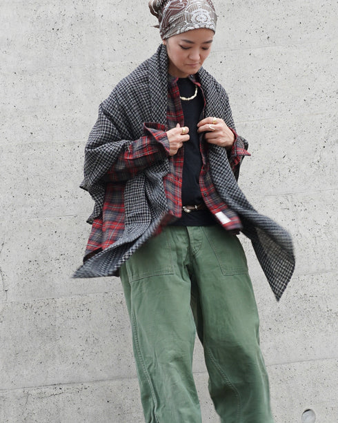 Wool Check Square Stole / Gingham Check・Small Check