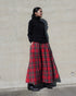 INDIGO Tartan Gathered Skirt / Red・Blue