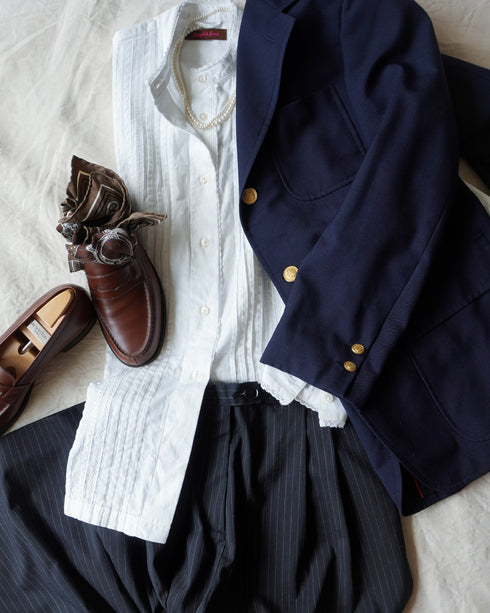 Heirloom Pintuck Lace Blouse / White
