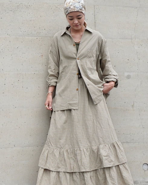 Dobby Check Over Shirt / Beige・Blue・Charcoal