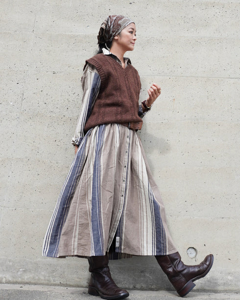 BasShu × Dopple&Scent Gathered Shirt Dress / BROWN