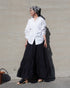 Tuck Tiered Skirt / White・Black
