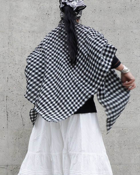 Wool Check Square Stole / Gingham Check・Small Check