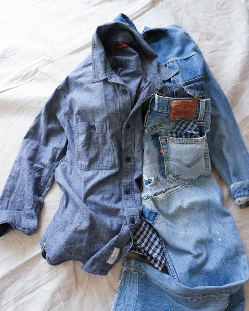INDIGO Chambray Work Shirt / Blue・Navy
