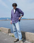 Linen Relaxed Unisex Shirt / Khakibeige・Frenchblue