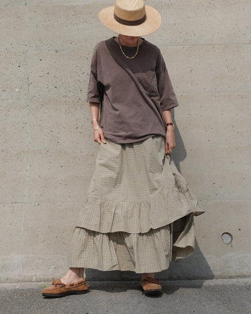 Dobby Check Frill Skirt / Beige・Blue・Charcoal
