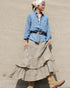 Dobby Check Frill Skirt / Beige・Blue・Charcoal