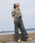 Linen Relaxed Unisex Shirt / Khakibeige・Frenchblue