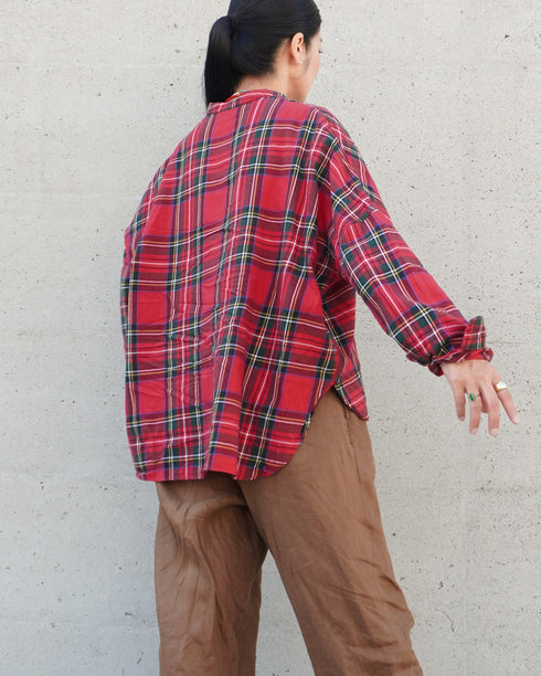 INDIGO Tartan Over Shirt / Red・Blue