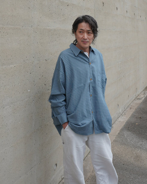 Dobby Check Over Shirt / Beige・Blue・Charcoal