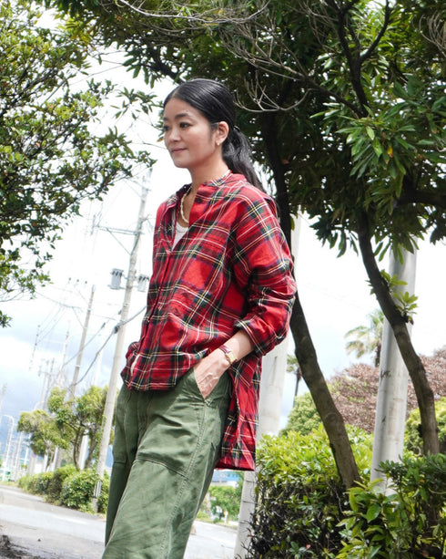 INDIGO Tartan Over Shirt / Red・Blue