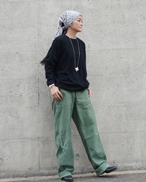 Raffy Cotton Ease Long Sleeve Tee / White・Gray・Black