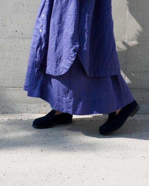 Linen Tuck Shirt Dress / Khakibeige・Frenchblue