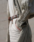 Linen Tuck Shirt Dress / Khakibeige・Frenchblue