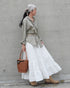 Tuck Tiered Skirt / White・Black