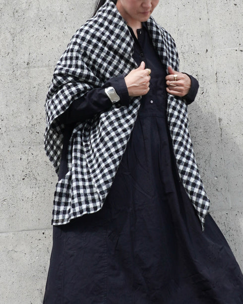 Wool Check Square Stole / Gingham Check・Small Check