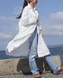 Linen Tuck Shirt Dress / White・Black