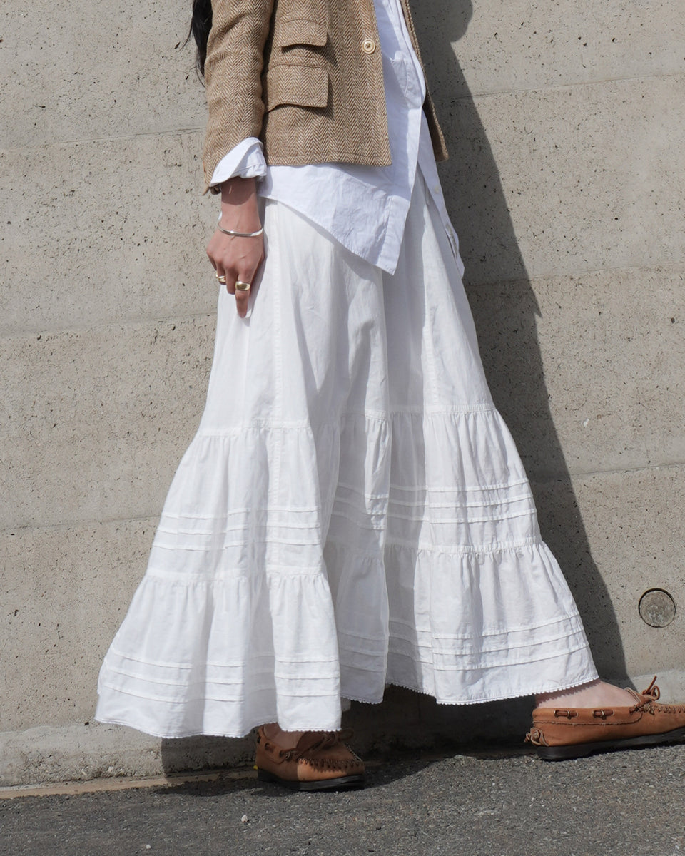 Tuck Tiered Skirt / White・Black – Dopple & Scent