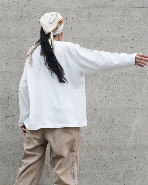 Raffy Cotton Ease Long Sleeve Tee / White・Gray・Black