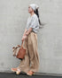 Linen Cotton Tuck Pants / Beige・Navy